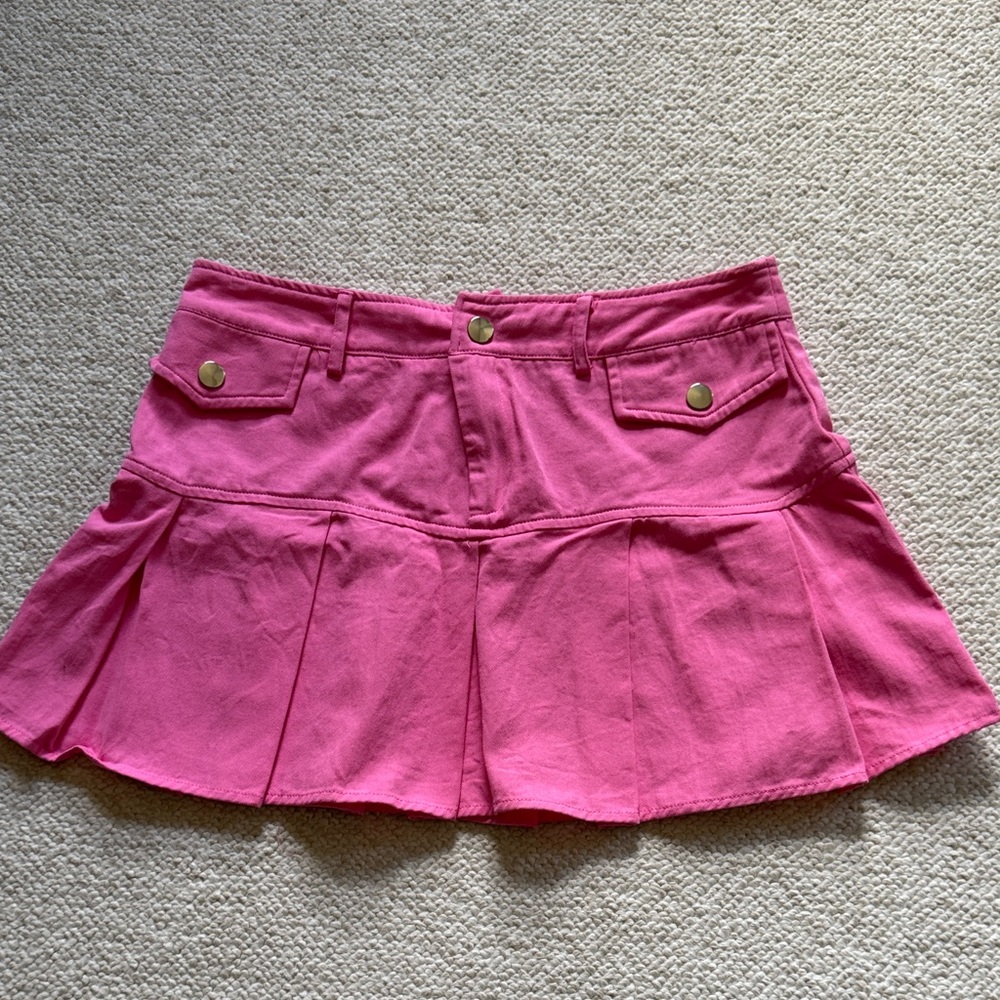 Pink Flared Mini Skirt in size medium
